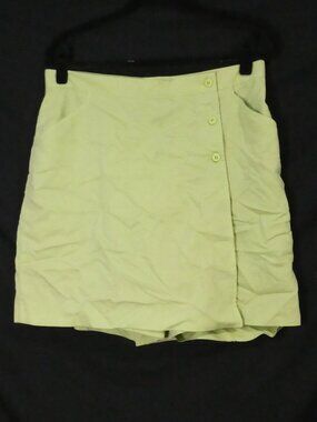 HAGGERS Women's Lime Green Wrap Asymmetrical Mini Skort - Size 14